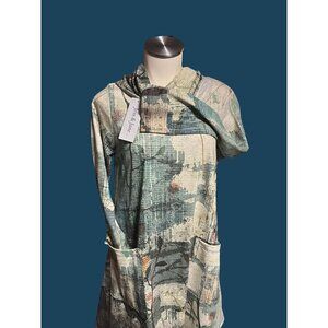 nwt JESS AND JANE EMERALD TUNIC OR DRESS SIZE MED COWL NECK FRONT POCKETS